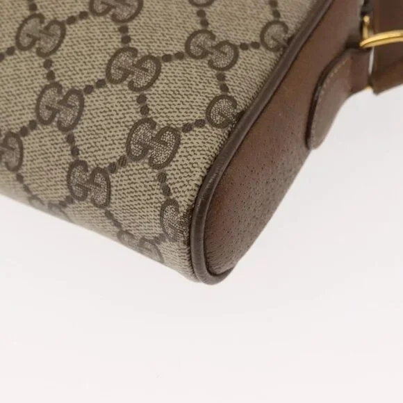 GUCCI GG Canvas Web Sherry Line Shoulder Bag PVC Leather Beige Green